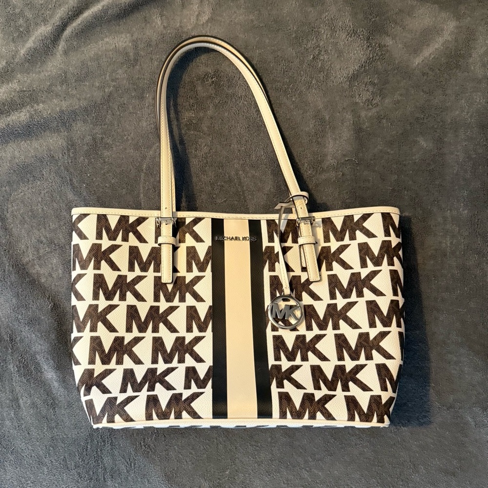 Michael Kors Black and Cream Signature Tote